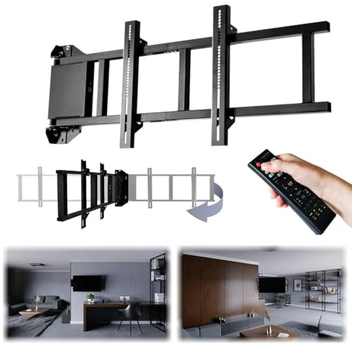 SABAJ M&D elektrisk vägghållare Swing Mount, motoriserad vridbar väggfäste för 30–75 tum TV, 0–180° rotation, kompatibel med böjda LED/LCD-TV, universell IR-mottagare