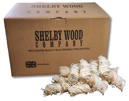 200 Natural Wood Firelighters Natural Wax Coated Wood Wool Flame Fire Starters, Odourless Easy to Light, Long Burning, Safe, Clean & Odourless For Indoor/Outdoor Fires Firepits, Barbecues