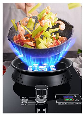 Fornello A Gas Da 33 Cm Fornello Da Appoggio 5.2KW Wok A 9 Cavità Con Funzione Di Temporizzazione, Fornello A Gas Convertibile NG/GPL, Vetro Temperato Nero, Fornello Indipendente Da Campeggio ( Size :