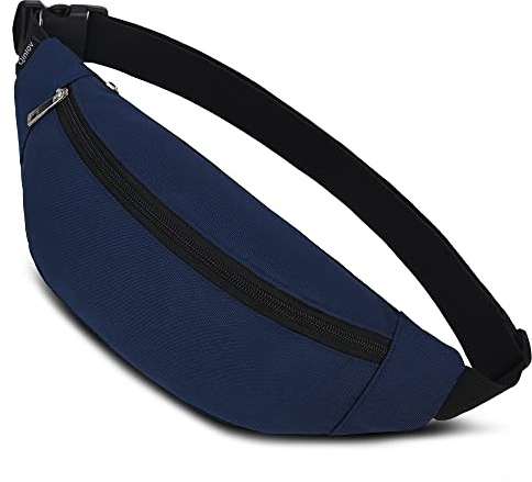 Bauchtasche für Damen und Herren Gürteltasche Hüfttasche Doggy Bag Outdoor Sport Groß Handytasche Umhängetasche Camping Fitness Fahrrad Geld Pouch Pack (DarkBlue)