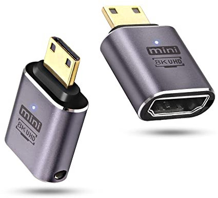 MEIRIYFA Lot de 2 adaptateurs Mini HDMI vers HDMI 8K femelle vers Mini HDMI mâle - Version standard 2.1 - Prise en charge de 8K à 60 Hz, 4K à 120 Hz, 2K à 240 Hz