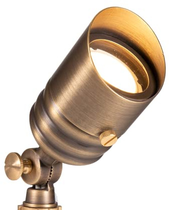VOLT Fat Boy 12V Brass Outdoor Mini Spotlight (Bronze) with 5W 2700K Warm White 400 Lumen MR16 LED Bulb for Low Voltage Landscape Lighting of Yard, Lawn, Garden, Patio, Trees & House