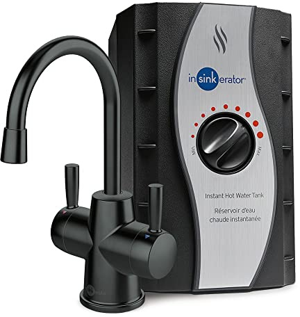 InSinkErator Stainless Steel Tank, HC250MBLK-SS HOT250 System, 2-Handle Drinking Faucet in Matte Black with 2/3-Gallon, Filter-Compatible Instant Hot/Cold Water Dispenser
