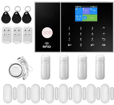 Alarm System 4G Home Security Alarm System WIFI Wireless Alarm Kit Tuya Smart Life App Supports Wired Detector Door PIR Infrared Detecto Zero false positive rate (Color : PG108-4G-K)