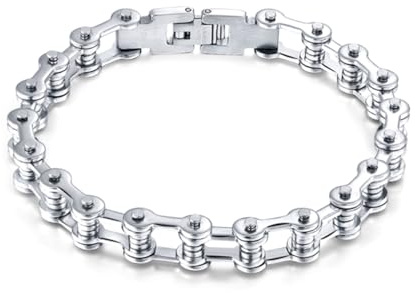 GALPADA Edelstahl Fahrradketten Armband Silber mit Faltschließe für Damen