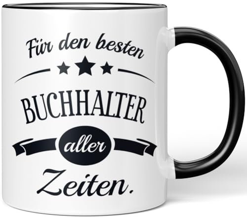 JUNIWORDS Tasse, Für den besten Buchhalter aller Zeiten, Schwarz (6075962)
