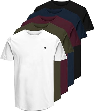 Herr 2-pack rund hals t-shirt plus size kortärmad tröja stor logotyp t-shirt design, - Marinblå blazer / vit / olivnatt / svart/Port Royale, XL