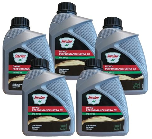 FUCHS SINCLAIR OLIO LUBRIFICANTE SAE 0W30 ACEA C2 PER MOTORI DIESEL, BENZINA ED IBRIDI TOTALMENTE SINTETICO. DYNO PERFORMANCE ULTRA C2. CONFEZIONE : KIT PROMOZIONE 5 LITRI