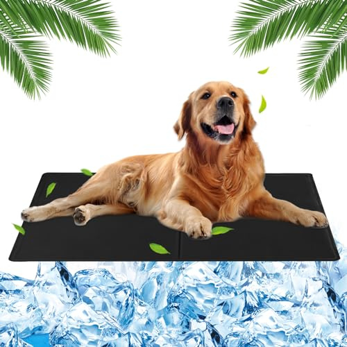 MUXIWOM Tapis de refroidissement pour chien, 65 x 50 cm, tapis réfrigérant, pour chiens avec en gel non toxique, frais pour chiens, tapis rafraîchissant pour chiens en été, noir