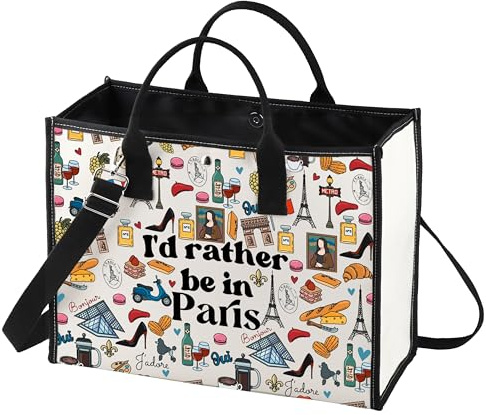 LEVLO Funny Eiffel Tower Cosmetic Make Up Bag France Paris Travelers Gifts I'd Rather Be in Paris Makeup Zipper Pouch Bag, Be in Paris LT