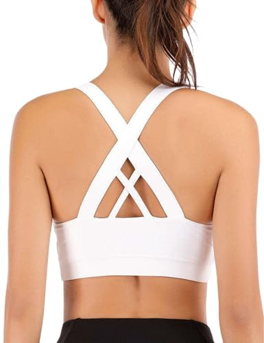 LAJERIN Sport BH Damen Push up Sport Bra Ohne Bügel Crossback Seamless Starker Halt Sports Bra mit Abnehmbaren Gepolstert für Fitness Lauf Joggen Yoga