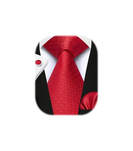 Enlision Herren Krawatte Hochzeit Krawatten Krawatte und Einstecktuch Manschettenknöpfe Set Seide Paisley Seidenkrawatte mit Taschentuch Einfarbig in Verschiedenen Farben