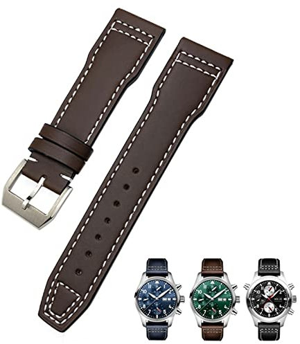 GSZCCZS 20 mm 21 mm Rindsleder-Armband, geeignet für IWC-Fliegeruhren, Portugieser-Armbänder, Mark 18, weiches blaues Armband