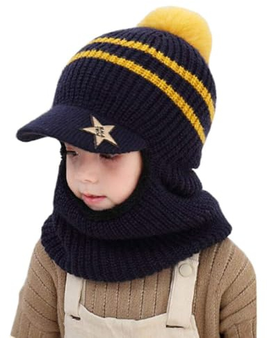 Kinder Wintermütze Schals Ohrenklappe Jungen Mädchen 2 In 1 Kleinkinder Beanie Kinder Mütze Winter Mädchen Mützen Mit Ohrenklappen Mädchen Beanie Mütze 2-6 Jahre