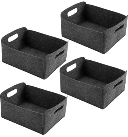 Warmhm 4stücke Wäschekorb Aus Filz Mit Griffen Flache Aufbewahrungstasche Box-organizer Für Bücher Schrankbehälter Für Regale Für Klassenzimmer Und Schreibtisch