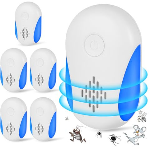 flintronic Repelente Ultrasónico de Plagas, 6 Pack Electrónico Repelente Mosquitos Insectos Control de Plagas, Ahuyentador de Ratas, para Anti Mosquitos, Moscas, Ratones, Cucarachas, Arañas, Roedores