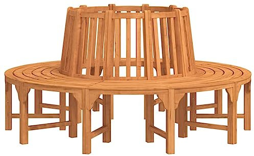 Runde Baumbank 脴208 cm Massivholz Eukalyptus, Braun, wenjingqiUK-3154103