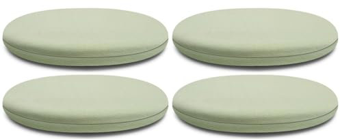 Bequemes, rundes Sitzkissen für Küche, Esszimmerstühle, rutschfeste Stuhlauflage mit abnehmbarem Bezug, weiches Memory-Schaum-Kissen für Büro- und Bistrostühle, 35 cm, Hellgrün