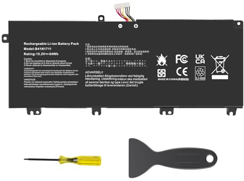 ASUNCELL 15.2V/64Wh B41N1711 Batterie d'ordinateur Portable pour ASUS FX503VM FX63VD FX63VM GL703GE-ES73 GL703VD-1A Series, ROG Strix GL503 GL503VD GL503VM GL703VD GL703VM ZX63V Series