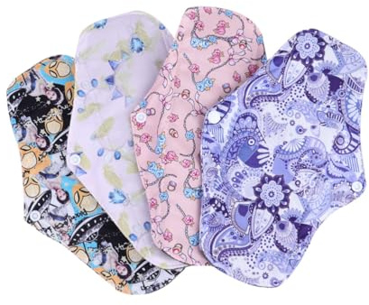 PACKOVE 4piezas Compresas Menstruales Reutilizables De Bambú Lavables Pack De Almohadillas Sanitarias Ecológicas Para Cuidado Femenino y Prácticas