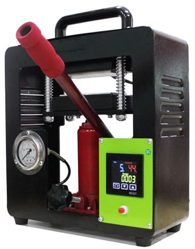 Macchina a pressione idraulica da 10 tonnellate – Pressa manuale portatile 600W con due piastre riscaldanti 6,1x11,9 cm, controllore timer LCD for estrazione di olio, stampa tessile e artigianato