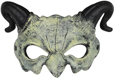 Unisex Teufels-Halbmaske Horror Halbgesicht Dämonmaske Monster Cosplay Kostümzubehör Gruselige Horn Gesichtsmaske Make-up Kostüme Requisiten Für Halloween Karneval Maskerade Fasching Grusel Party