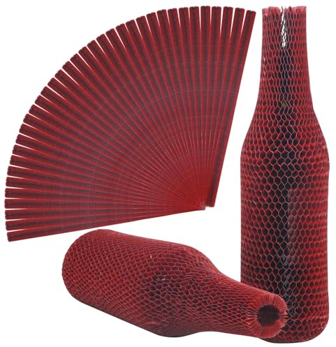 aromeili 36 Set Wine Bags for Travel Honeycomb Paper, Reusable Wine Bottle Protector Sleeves, Unbreakable Wine Travel Bags for Airplane Travel Transport Car Proof Safety Impact Resist Red
