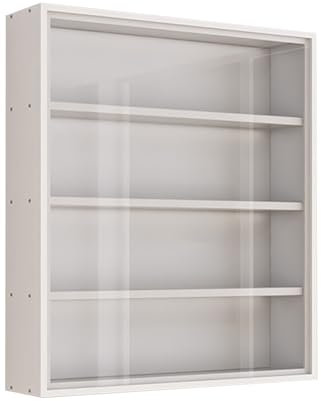 4/5/6/7 nivåer, väggmonterat glasmonter för samlarföremål, vardagsrum och sovrumsförvaring, prydnadsnizer, 40 x 12,5 x 48 cm, vit