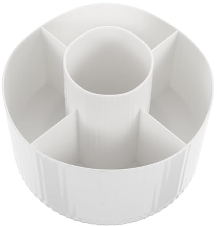 Uonlytech Rotierender Make Up Pinselhalter Weiß Praktischer Schminkpinsel Organizer mit Fächern für Stifte Kosmetik und Vielseitig Einsetzbar für Schlafzimmer Schreibtisch und Badezimmer