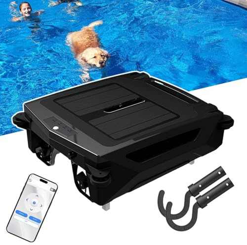 HCAUYNN Aspiradora AutomáTica para Piscinas, Cesta Filtrante Grande De 3.4L, Motor Sin Escobillas, Skimmer Solar para Piscinas, 2 Modos De Trabajo Conmutables.