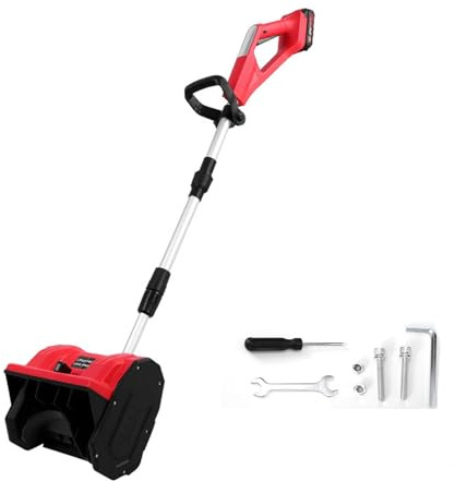 Cordless Snow Shovel, 21V Snow Blower, 12-Inch Electric Snow Shovel with Can Work Continuously for 1 Hour & Quick Charger, Foldable Design for Easy Storage & Use