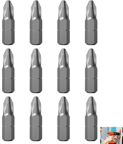 Lot de 12 Embouts PH2 x 25 mm, Embouts de Vissage PH2 Cruciforme en Acier S2 Haute Résistance, Compatibles Perceuses Visseuses Electriques et Tournevis, Idéal Bricolage Assemblage Meubles Réparations