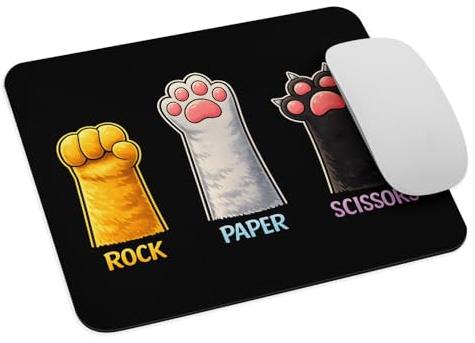 Introvert Cat Animal Rescue Pet Lover Mouse Pad, Rock Paper Scissors Hand Game Cute Paws
