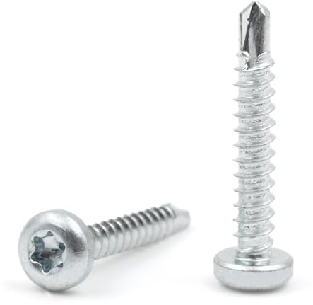Design61 Lot de 200 vis autoforeuses à tête semi-ronde en acier trempé, galvanisées, résistantes à la rouille, pour bois et construction métallique, vis autotaraudeuses TX-15 (3,5 x 22 mm, pièces)