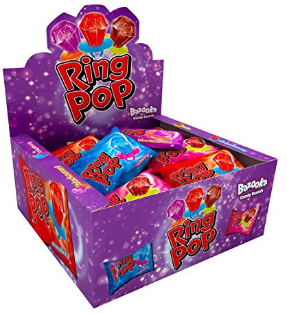 Ring Pop Lot de 24 sucettes de saveurs assorties Framboise bleue, fraise, cola et cassis