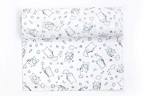 Ti TIN | Baby Musselin, 125x125 cm | Musselin Tuch mit Katzen-Motiv, leichte und weiche Baumwollfaser, Mulltuch vielseitig einsetzbar, als Decke, Halstuch/Dreieckstuch, Spucktuch etc, Farbe: türkisen