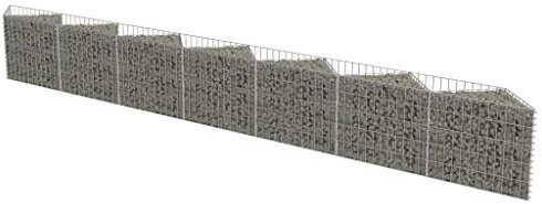 vidaXL Gabbione Acciaio Zincato 450x30x50 cm Muro Parete Cesto Pietre Recinto
