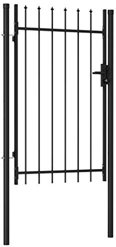 Festnight Zauntor Einzelflügel mit Speerspitzen Gartentor Gartentür Zauntor Gartenpforte Zauntür Hoftor Gartenzaun Pforte Metalltor Stahl 1 x 1,5 m Schwarz
