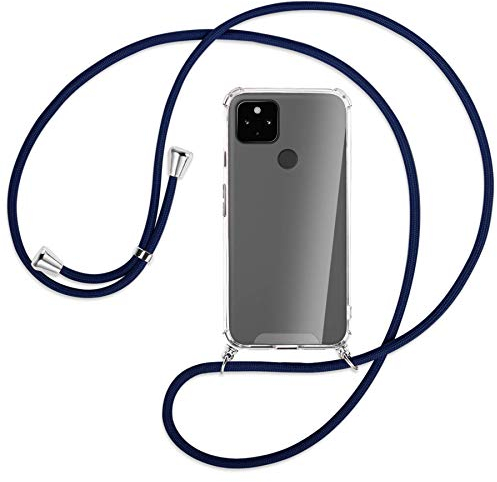 mtb more energy® Handykette kompatibel mit Google Pixel 4a 5G (6.2'') - dunkelblau - Smartphone Hülle zum Umhängen - Anti Shock Full TPU Case
