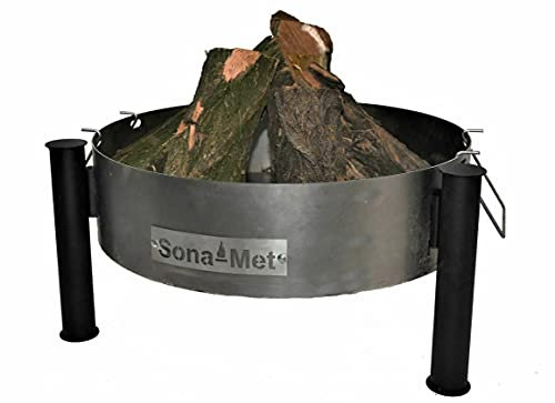 Feuerstelle Feuerschale Modern Terrasse Garten aus Stahl Feuerlager Griffe 58 cm