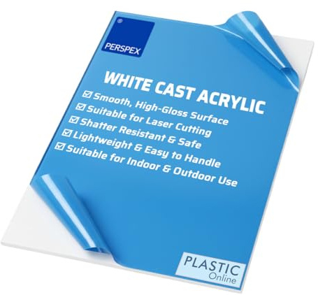 3mm Perspex White Gloss Acrylic Plastic Sheet Panel With Finished Polished Edges - Various Sizes (A4-29.7cm x 21cm)