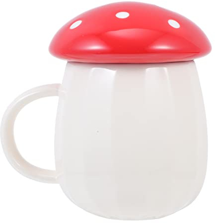 Happyyami Copa De Champiñones Taza De Té De Leche Taza De Kawaii Con Tapa Taza Linda Del Café De La Seta Taza De Café Con Leche Cristalería De Navidad Vidrio Whisky Oficina Porcelana