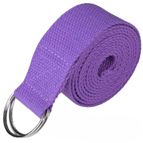 Yoga Stretch Strap D-Ring Belt Fitness Exercise Leg Strong Band Gym Figure Waist (Purple 6 feet)