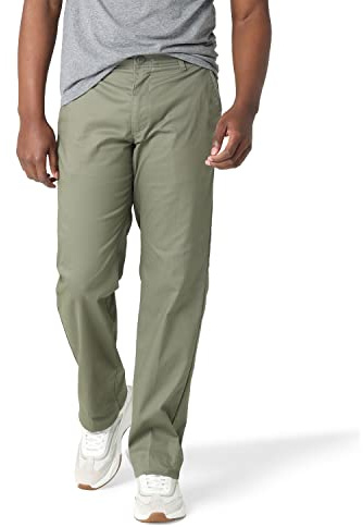 Lee Men's Extreme Motion Flat Front Regular Straight Pant Muted Olive 38W x 32L