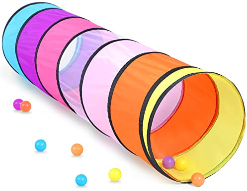 SweHouse Colorful Play Tent Tunnel for Babies, Toddlers, Kids - with Mesh Windows, Indoor Outdoor Pop Up Tunnel Toy Gift