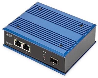 DIGITUS Commutateur Gigabit Ethernet PoE 2 Ports, Industriel, Non géré, 1 Uplink SFP