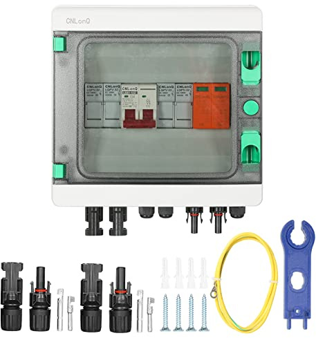 DEWIN PV Combiner Box 2 String, 500V 32A PV Trennschalter Sicherung DC Überspannungsschutz 2 String 2 in 1 Out wasserdichte Anschlusskasten für PV Anlage