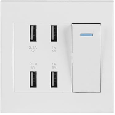 4 Ports Switch Control 5V Prize Usb Encastrable Prize Usb Murale 2.1A/1A 4100Ma Usb Prise de Courant Murale Prise de Chargeur (220~250V)