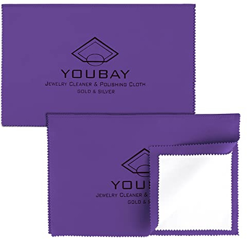 Youbay Chiffons de Nettoyage et Chiffon de Polissage pour Argent - bijoux pour le nettoyage de l'or jaune Platine Brillance renouvelée I Chiffon pour à quatre couches nettoyage(Violet)
