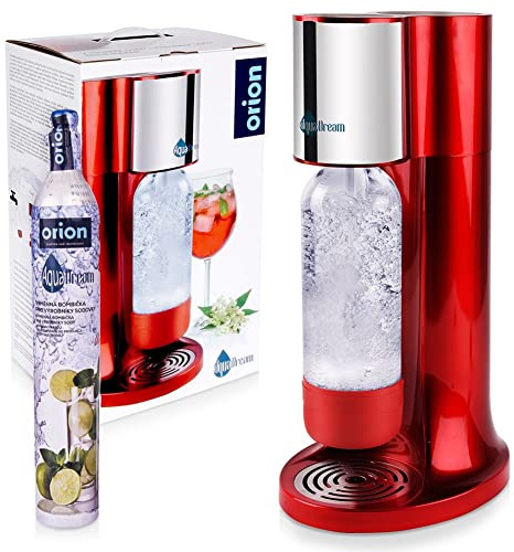 orion group Sprudler Wassersprudler Trinkwassersprudler Siphonflasche Rot | zum Aufsprudeln von Wasser Kohlensäure für Wasser AquaDream C02-Patrone, Set